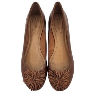 Corso Como Womens Tan Leather Pom Pom Ballet Flats Size 9.5M